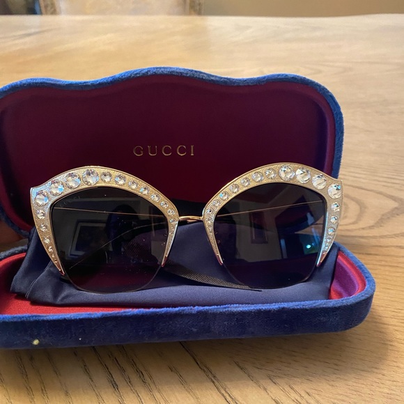 Authentic Gold steel and stone Gucci Sunglasses